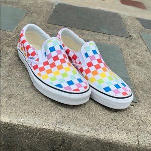Rainbow Checkerboard Vans